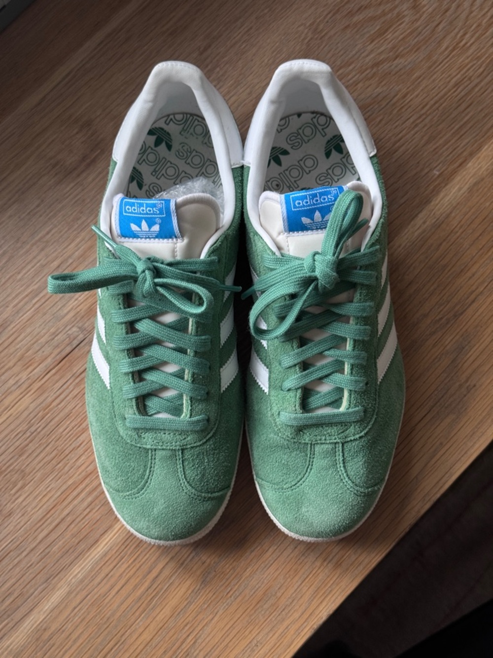adidas Green Suede Gazelle Sneakers with White Stripes - Picture 2 of 4